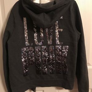 Sequin PINK zip up hoodie